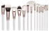 Qibest 15 Pcs Rose Gold Makeup Brush Complete Eye Set Tools Powder Blending Brush-White