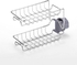 Decdeal - 2-Layer Faucet Rack Stainless Steel Hollow Ventilation Drainage Free Punching Kitchen Sink Storage Rack