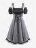 Plus Size Lace-up Ruched Lace Trim Cold Shoulder Vintage Dress - 5x | Us 30-32