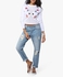 White Embroidered Crop Sweater