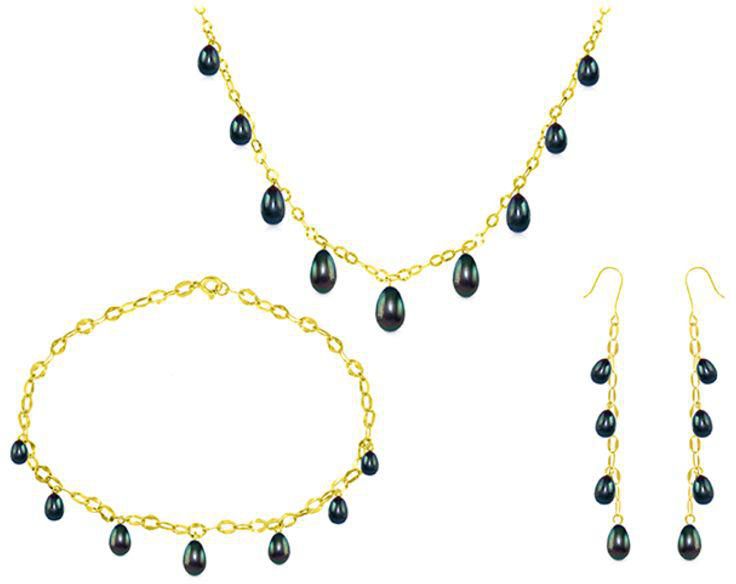 18 Karat Gold Pearl Drops Jewellery Set