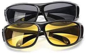 نظارات شمسية للقيادة الليلية عالية الدقة للجنسين عدسات صفراء فوق نظارات ملفوفة