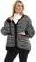Esla Long Sleeves Buttoned Knitted Cardigan - Black & White
