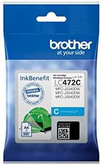 Brother Genuine LC472C Cyan Printer Ink Cartridge, Prints up to 550 pages