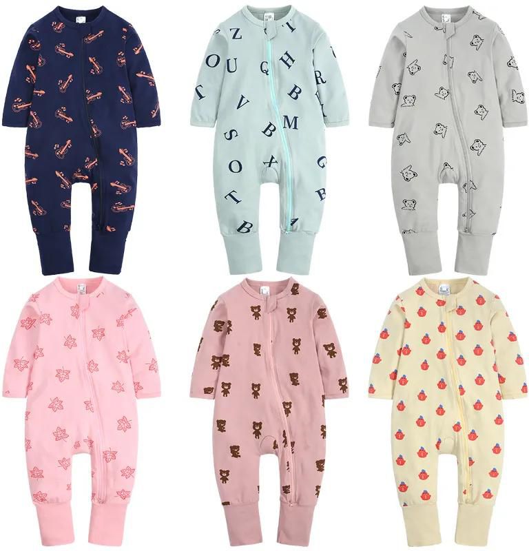 Essential Baby Girl Boy Clothes Infant Romper Toddler Pajamas Double Zipper Long Sleeve Cotton Bodysuit For Newborn Jumpsuit