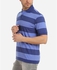 Cellini Wide Striped Polo Shirt - Dark Blue & Blue