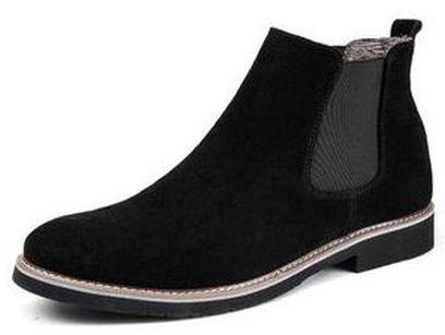 Fashion New Men's Suede Leather Top-Ankle Chelsea Boots In Suede-Black