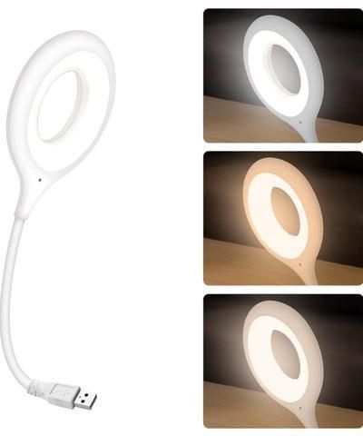 USB Voice Control Lamp, Portable Mini LED Reading Light, USB Lamp with 360° Rotatable Flexible Neck, 3 Colors and 4 Brightness for Computer Home Study