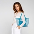 Clear Zippered Tote Bag Dots Patterned Women Transparent Beach Handbag with Inside Purse Bag (Blue)