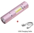 500 Lumen Mini Waterproof Rechargeable LED Flashlight Torch 3 Modes With SOS & Cob Light Mini 22R Pink
