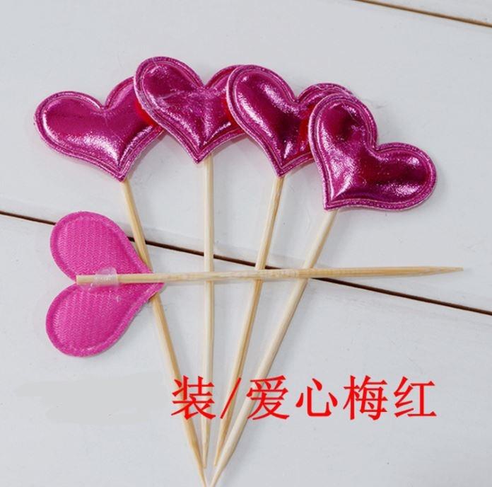 5pcs Star Heart Cake Toppers Adorable Cake Picks PU Décor Party