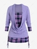 Plus Size Plaid Draped Cowl Cinched Ruched 2 in 1 Tee - L | Us 12