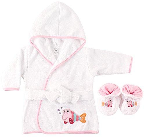 Luvable Friends Woven Terry Baby Bath Robe with Slippers, Fish