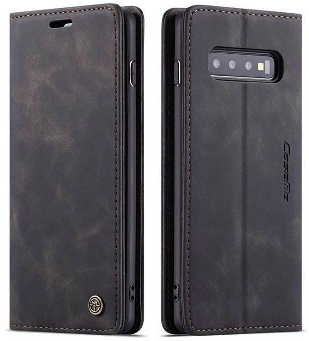 Caseme Wallet Retro Black Suede Leather Flip Case For Samsung Galaxy S10