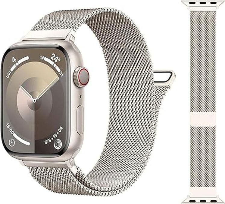 Magnet Band Compatible With Apple Watch 41mm/40mm/38mm, Stainless Steel Watch Band For IWatch Series 1/2/3/4/5/6/7/SE 2 By Ten Tech – Starlight