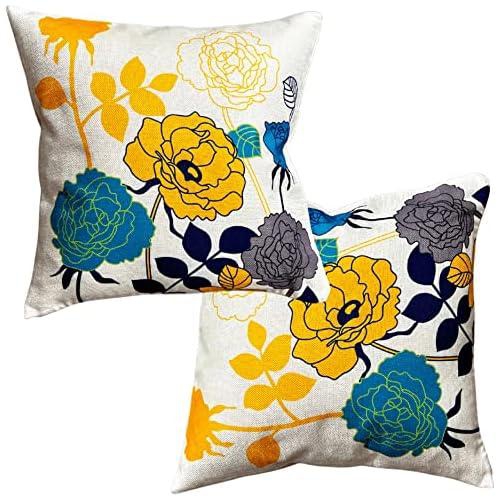 SensiSel 100% Organic Cotton Cushion Covers - 18''x 18'' Set of 2 - Double Sided Printing - Hidden Soft Zipper Throw Pillow Covers – Decorative Pillowcase for Car, Home, Children Kid's Room Couch Sofa