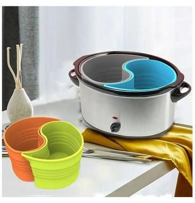 2-Piece Set of Silicone Slow Cooker Dividers - Dishwasher Safe, Flexible, Non-Stick, Food Grade Pads for Separation, Reusable Cooking Pot Liner and Kitchen Accessory