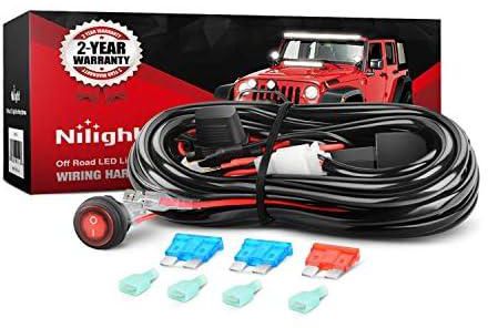 Nilight - NI-WA 02A LED Light Bar Wiring Harness Kit 12V On Off Switch Power Relay Blade Fuse for Off Road Lights LED Work Light,2 years Warranty