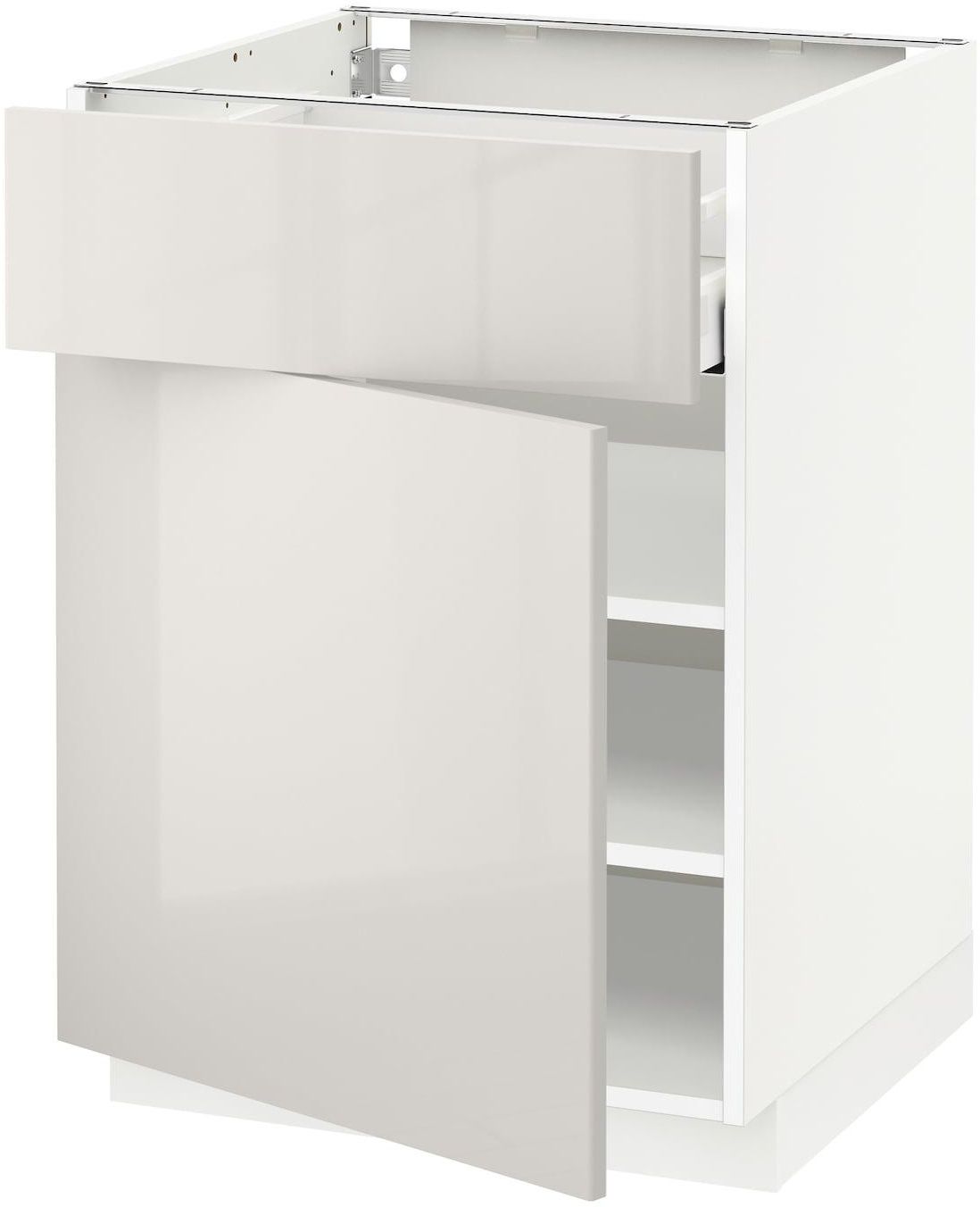 METOD / MAXIMERA Base cabinet with drawer/door - white/Ringhult light grey 60x60 cm