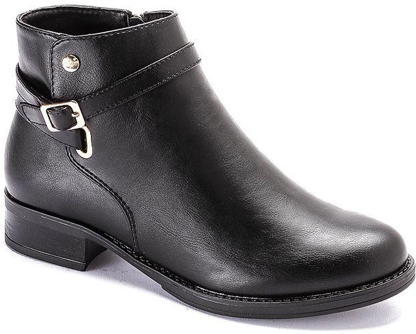 Dejavu Fashionable Leather Ankle Ankle Boots - Black