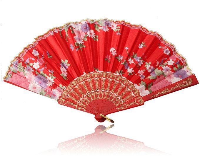 Generic Chinese Japanese Lace Silk Folding Hand Held Dance Fan Flower Party Wedding Gift