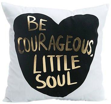 Be Courageous Little Soul Printed Decorative Cushion Cover White/Black/Gold 45x45centimeter