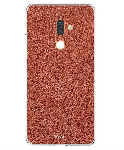 Protective Case Cover For Nokia 7 Plus Brown Folded Leather Pattern