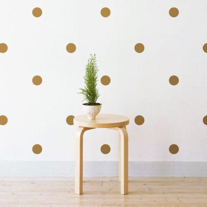 50 Pcs Large Polka Dots Diy Decorative Wall Sticker - Gold