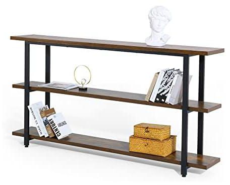 Evajoy Console Table, 71" Entryway Table with 3 Tiers, Open Rustic Wood and Metal Frame Sofa Table for Living Room, Foyer, Entryway, Bedroom, Hallway