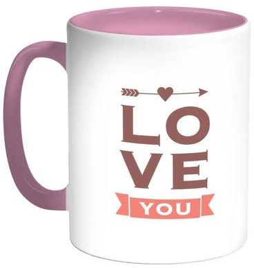 I Love You Printed Coffee Mug Pink/White/Brown 11ounce