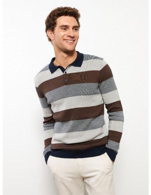 LC Waikiki Polo Neck Long Sleeve Striped Men's Knitwear Sweater