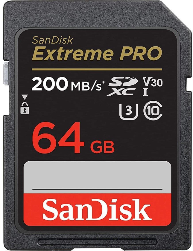 احصل على بطاقات ذاكرة ،Extreme PRO SDHC سان ديسك، 64 جيجا بايت، 200MB/s، ‎SDSDXXU-064G-GN4IN - رمادي غامق مع أفضل العروض | رنين.كوم