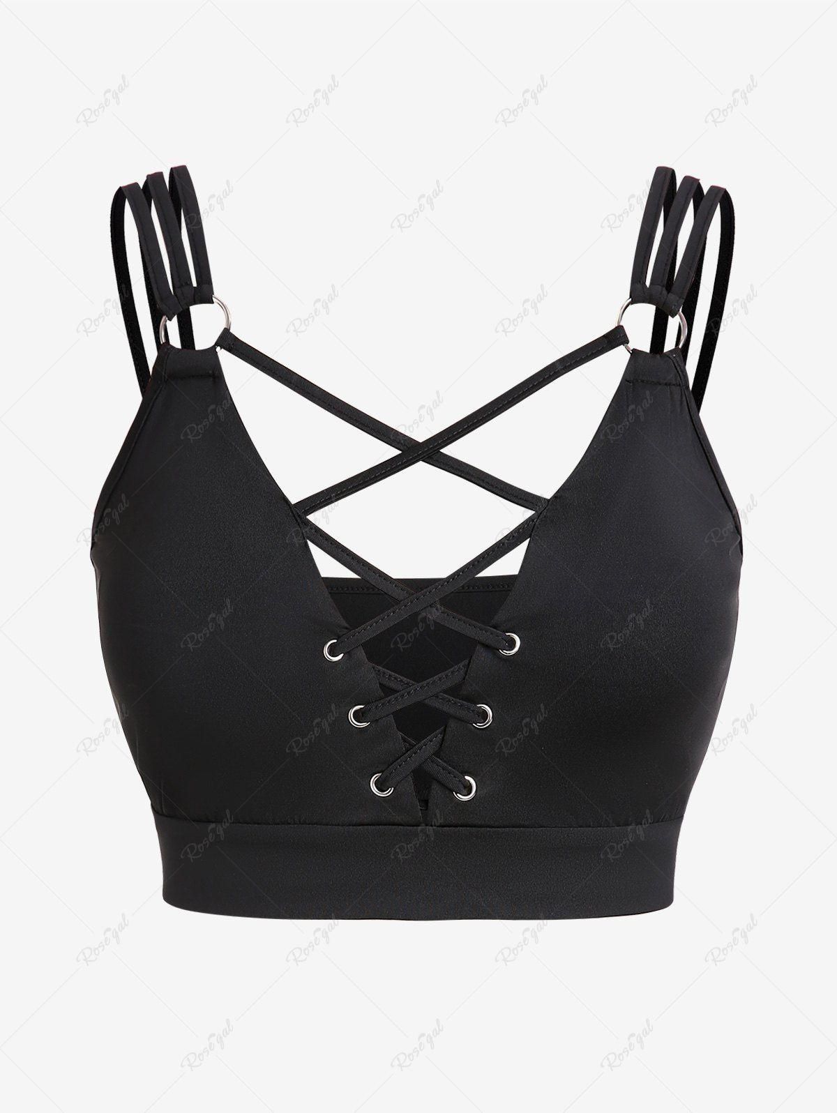 Plus Size Lace Up Rings Strappy Crop Top - M | Us 10