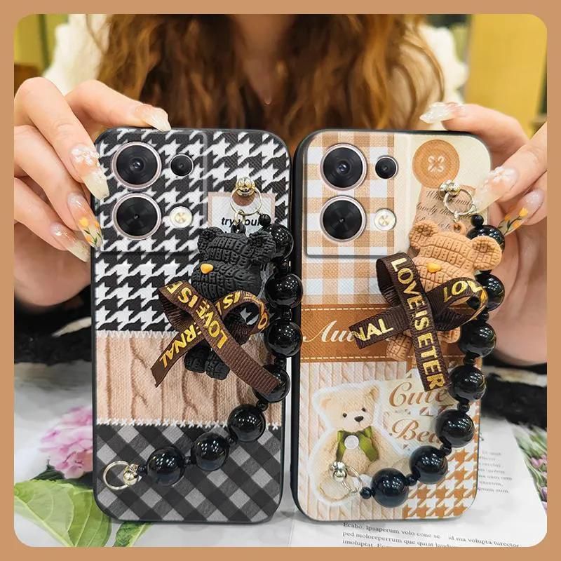 Phone Case for OPPO Reno8 5G Case Trendy Creative Black Pearl Charm Shockproof And Drop-proof Case