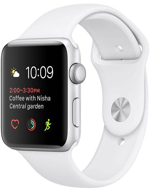 Apple Watch Series 2 - 42mm Silver Aluminium Case with White Sport Band OS 3 - MNPJ2