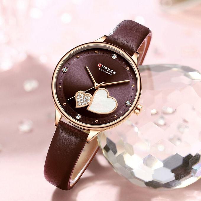 Curren 9077 Women Top Brand Elegant Leather Strap Thin Quartz Watch