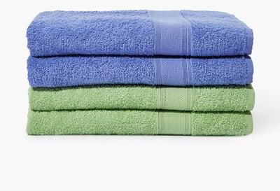 4 Piece Bathroom Towel Set - 400 GSM 100% Cotton Terry - 4 Bath Towel - Multicolor Periwinkle/Apple Color -Quick Dry - Super Absorbent