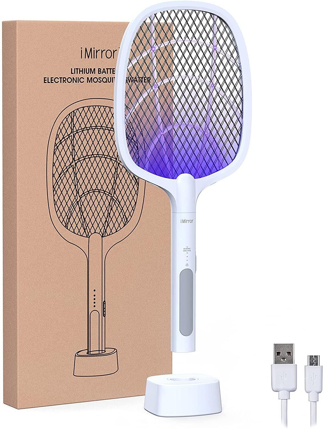 Generic Imirror Bug Zapper Racket, 2 In 1 Rechargeable Electric Fly Swatter, Mosquito Swatter For Indoor And Outdoor