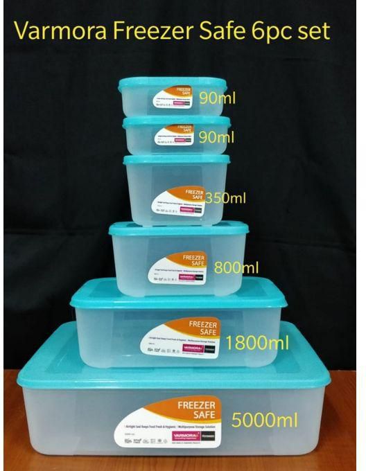 Varmora Freezer Safe Set Of 6 BPA Free Plastic Containers