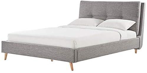 A to Z Furniture - سرير ملكي مبطن مغطى بطبقة علوية من القطيفة بلون رمادي بدون مرتبة