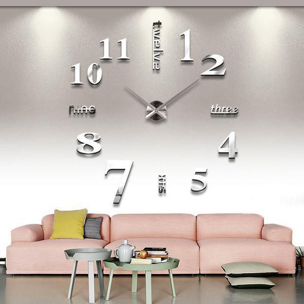 Large Diy Quartz 3D Wall Clock Acrylic For Home / Office