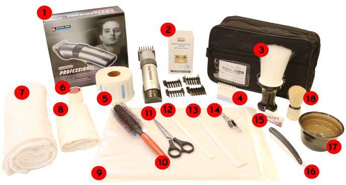 شنطة أدوات حلاقة  الشعر الإحترافية للرجال 18 قطعة
