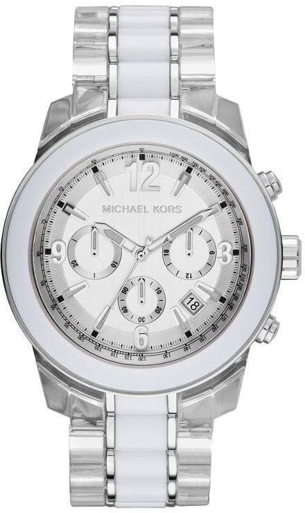 Michael Kors Preston Women's White Dial Resin and Stainless Steel Band Chronograph Watch - MK5766