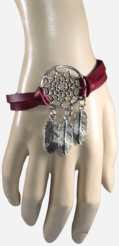 ZISKA Dream Catcher Leather Bracelet – Red