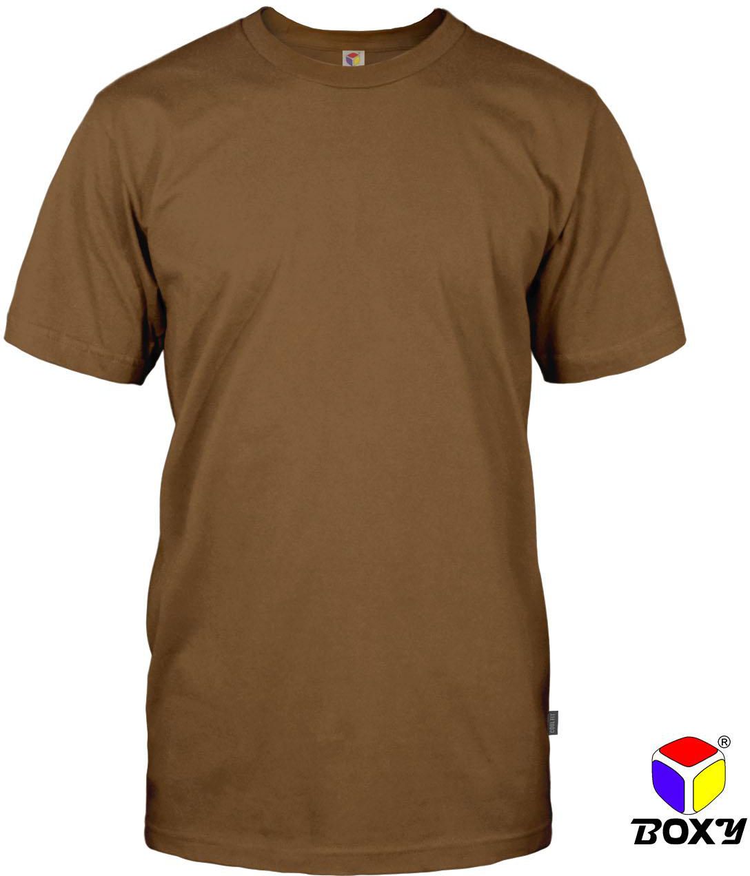Boxy Microfiber Round Neck Plain T-shirt - 7 Sizes (Brown)