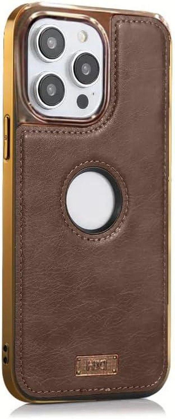 Next store Genuine Leather Back Case with Velvet Lining Inside Raised Edges Full Camera Protection Bumper Cover Compatible with iPhone 14 Pro Max (Brown)