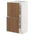 METOD / MAXIMERA Base cab with 2 fronts/3 drawers, white/Voxtorp walnut, 40x37 cm - IKEA