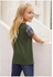 R Olive Green Girls Striped Sleeves Tee