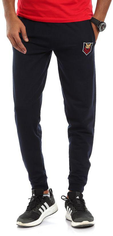 Grinta Cotton Slim Fit Contrast Stitched Detail Side Pocket Sweatpants for Men - Navy, XXL