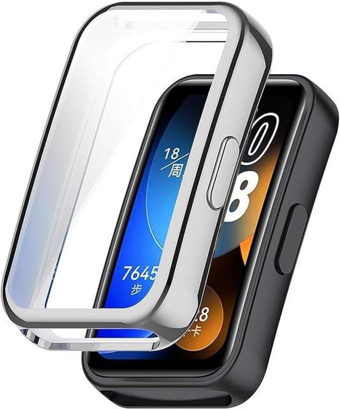 TPU Case Compatible with Huawei Band 8 Protective Case Cover TPU Screen Protector (Silver)